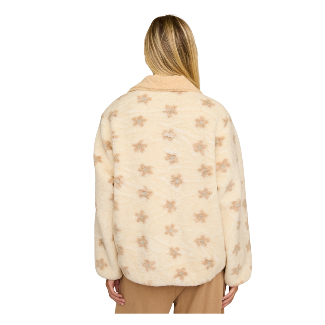 Floral Plush Sherpa Jacket Cream Multi