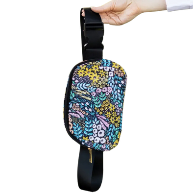 Black Floral Belt Bag