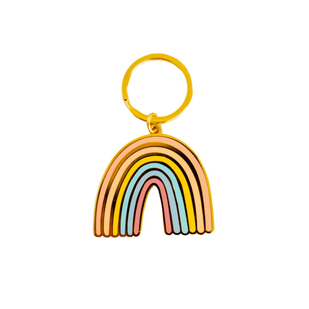 Pastel Rainbow Metal Keychain