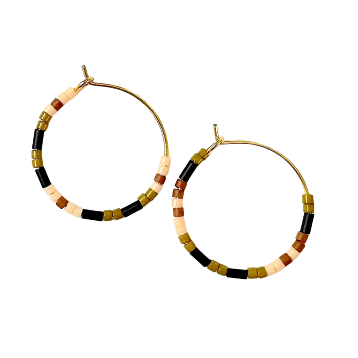 Small Beaded Hoop Earring-Mini Tondo