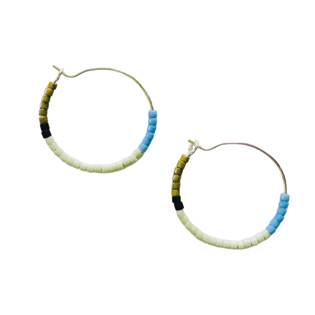 Small Beaded Hoop Earring-Mini Tondo
