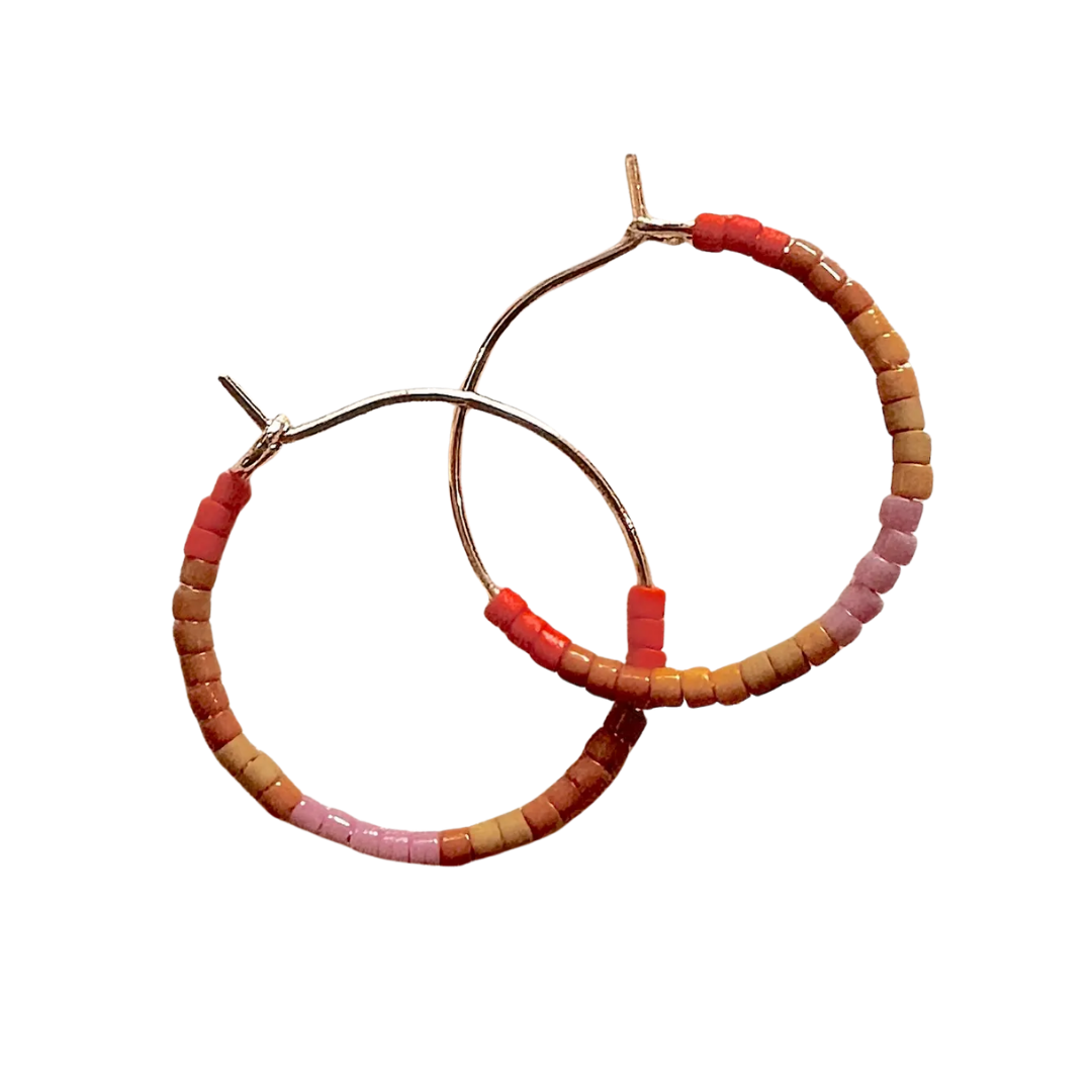 Small Beaded Hoop Earring-Mini Tondo