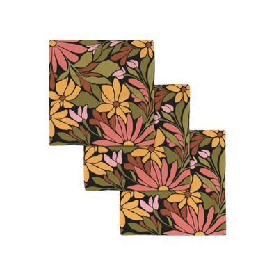 Blooming Black Luxe Washcloth Set