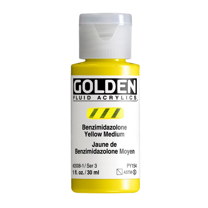 Golden Fluid Acrylic Paint 1oz - Benzimidazolone Yellow Medium