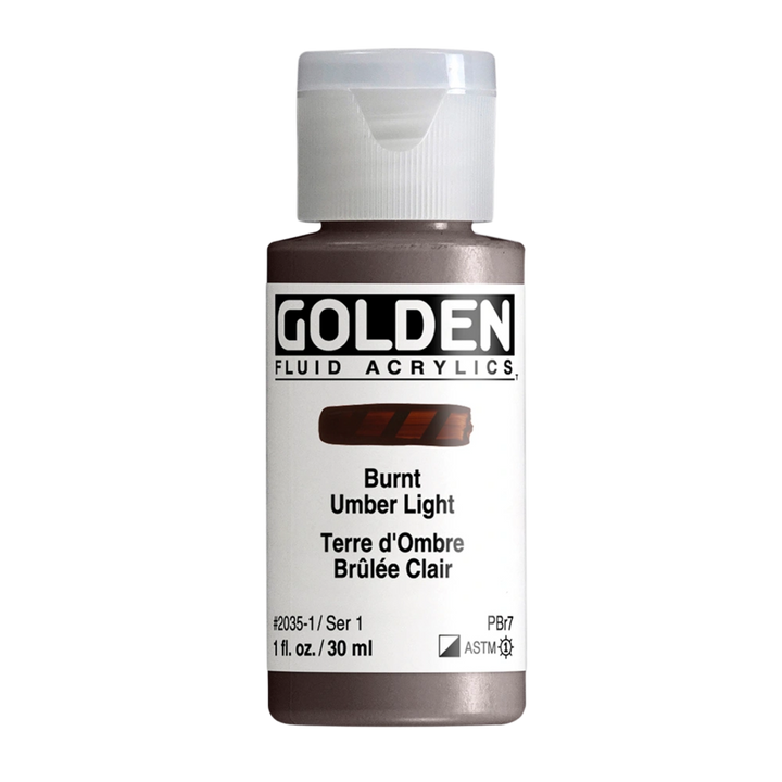 Golden Fluid Acrylic Paint 1oz - Burnt Umber Light