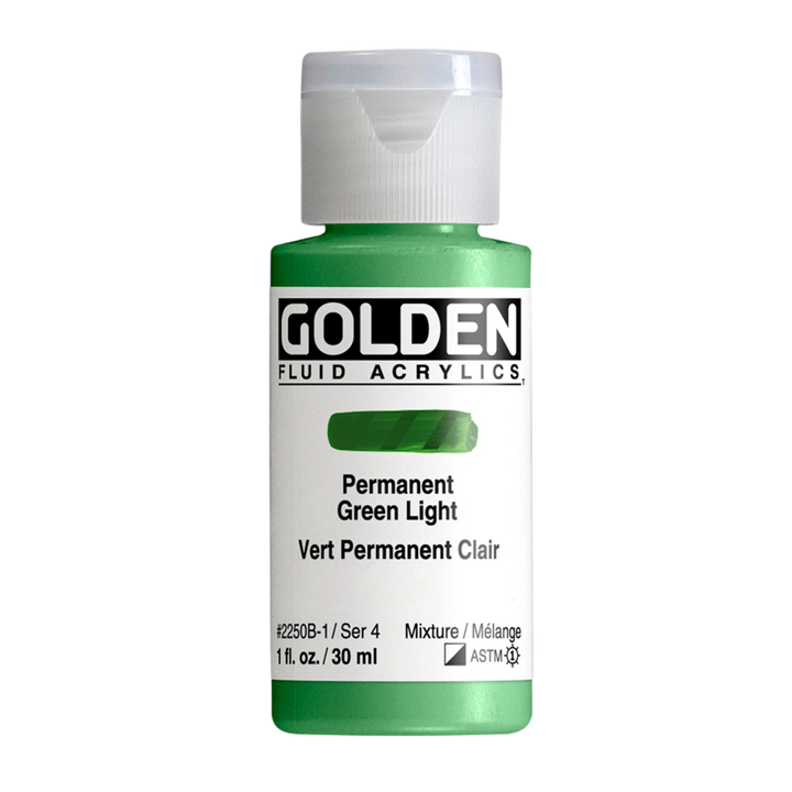 Golden Fluid Acrylic Paint 1oz - Permanent Green Light