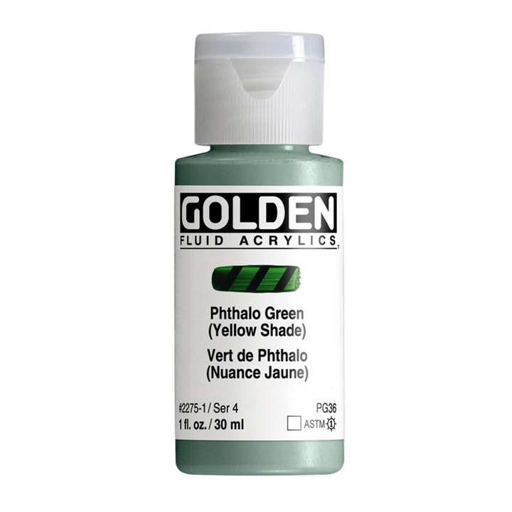 Golden Fluid Acrylic Paint 1oz - Phthalo Green, Yellow Shade