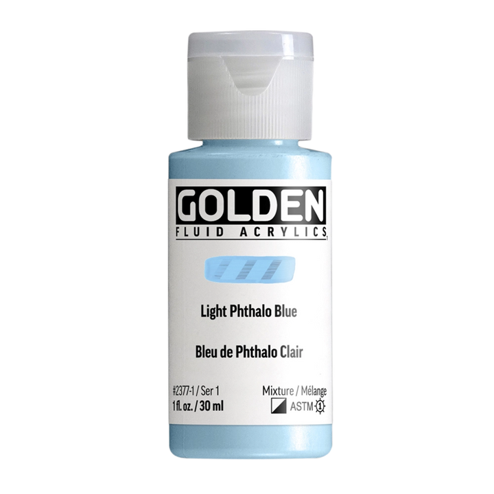 Golden Fluid Acrylic Paint 1oz - Light Phthalo Blue