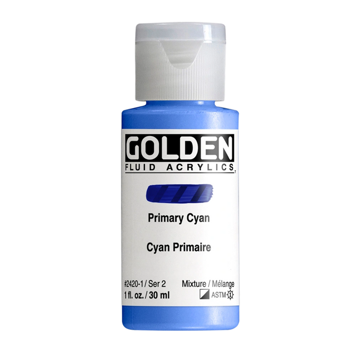 Golden Fluid Acrylic Paint 1oz - Primary Cyan