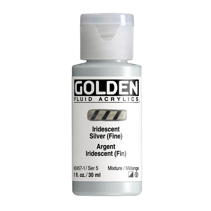 Golden Fluid Acrylic Paint 1oz - Iridescent Silver (Fine)