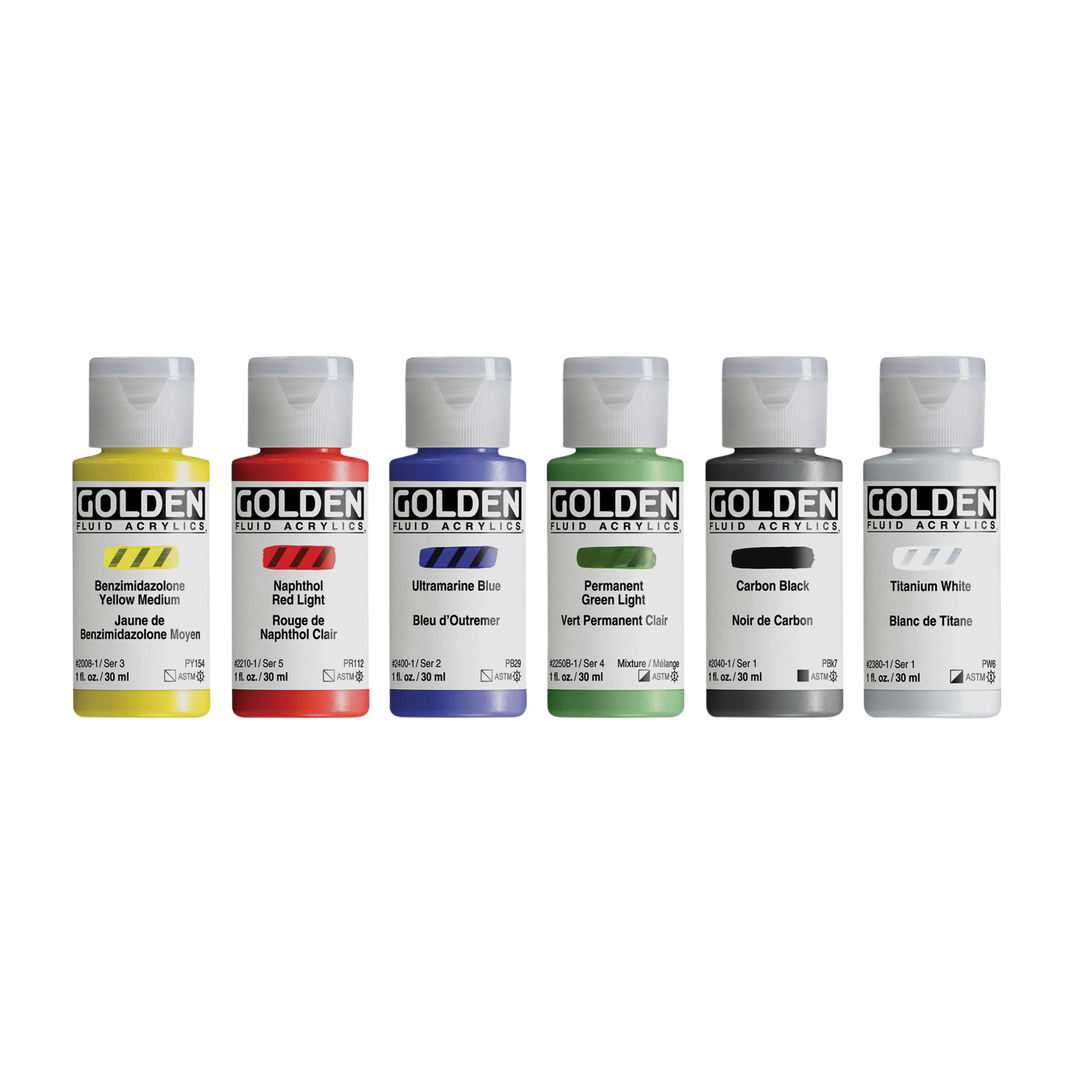 Golden Fluid Acrylics - Intro Colors, Set of 6, 30 ml