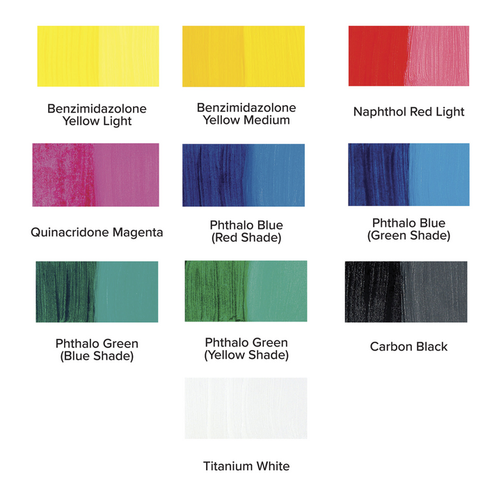 Golden Fluid Acrylics - Mixing Colors, Set of 10, 30 ml