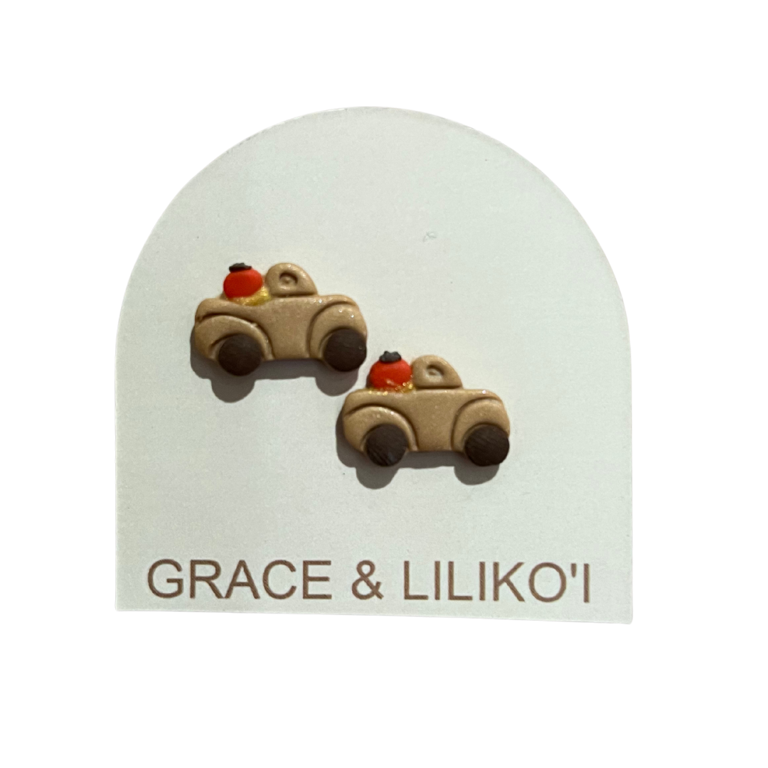 Pumpkin Truck Stud Earrings