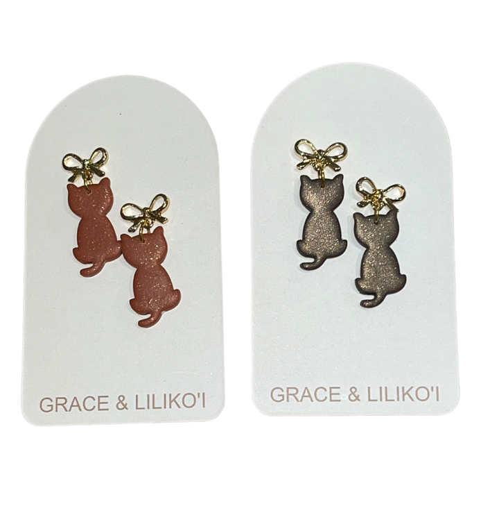 Bow Cat Dangle Earrings