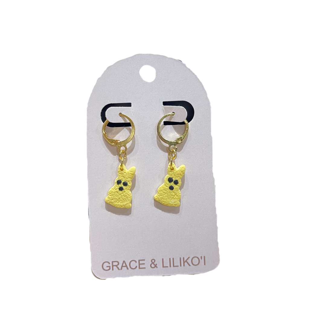 Yellow Peep Huggie Earrings