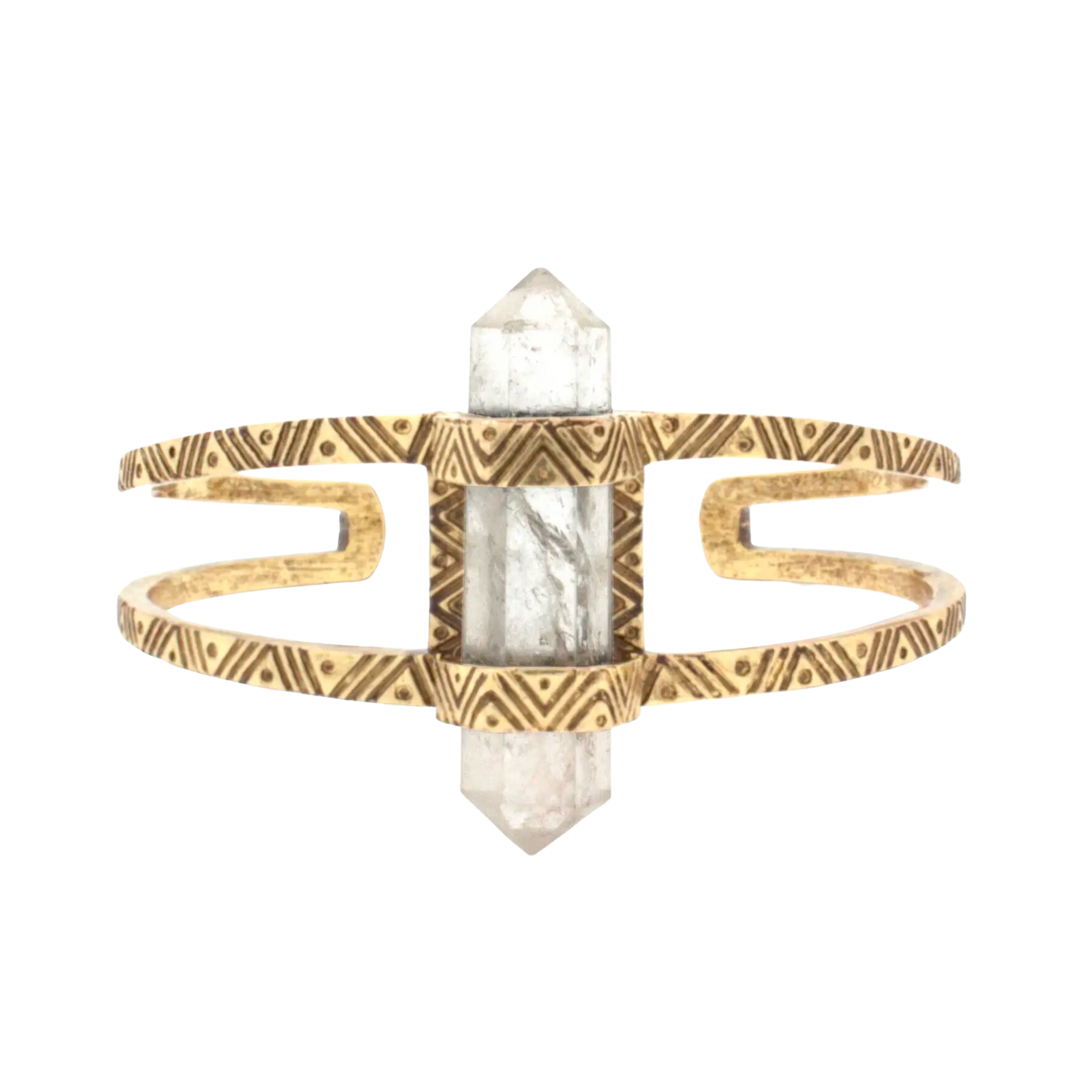 Quartz Crystal Cuff Bracelet - Gold