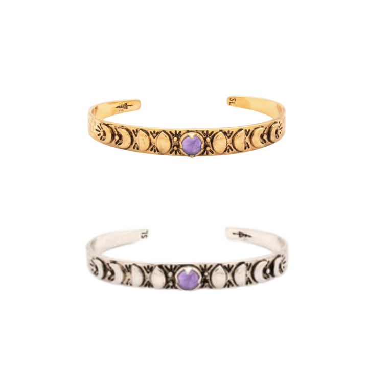 Moon Phases Cuff Bracelet | Amethyst