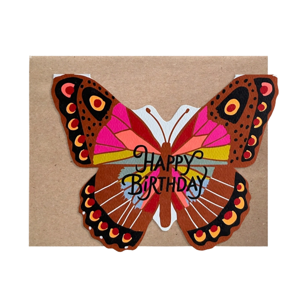Rainbow Butterfly Cut Out Birthday Card