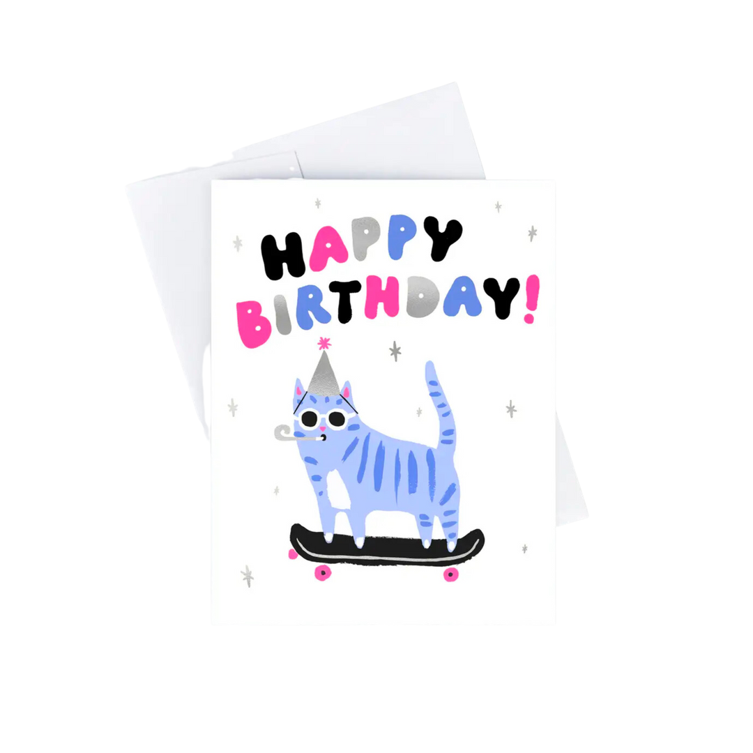 Skater Cat Birthday Card