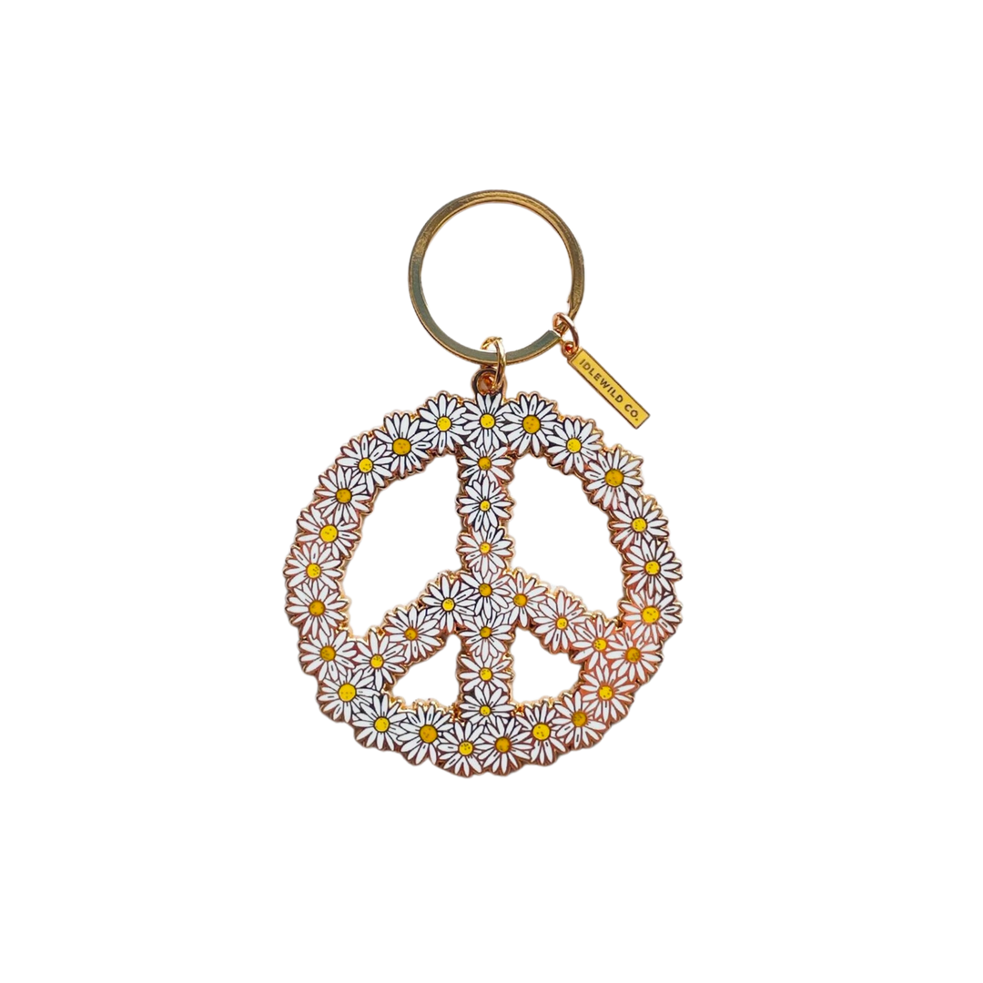 Peace Daisy Keychain