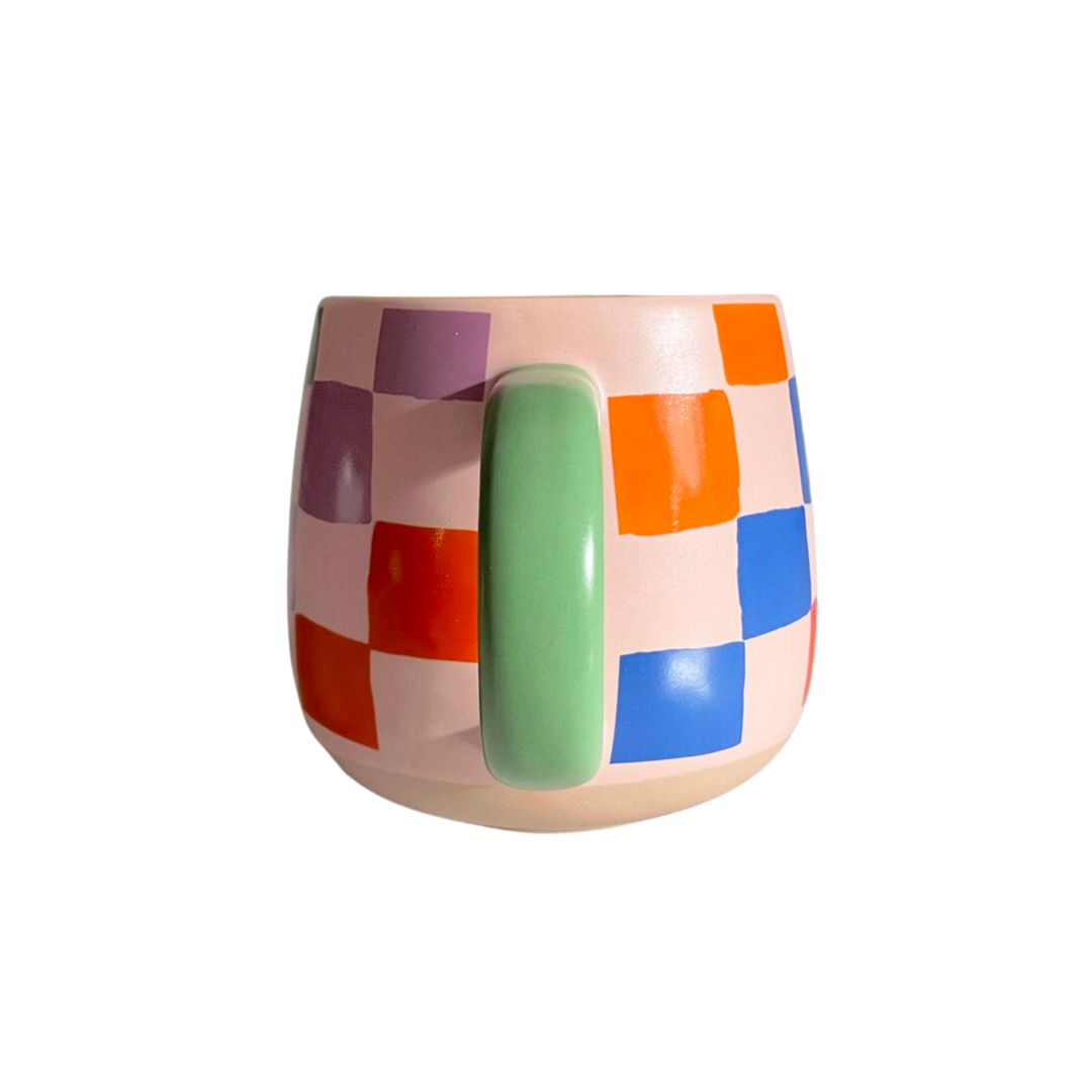 Rainbow Checks Ceramic Mug