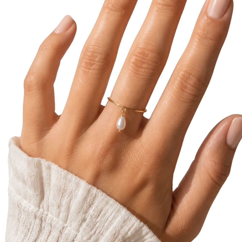 Pearl Charm Gold Ring