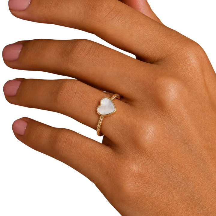 Sweetheart Gold Ring - Mother of Pearl