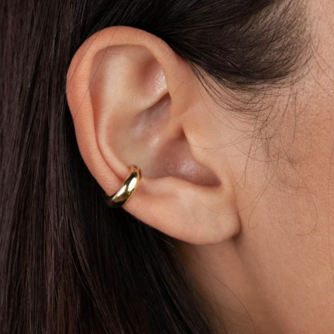 Bold Smooth Gold Cuff Earring