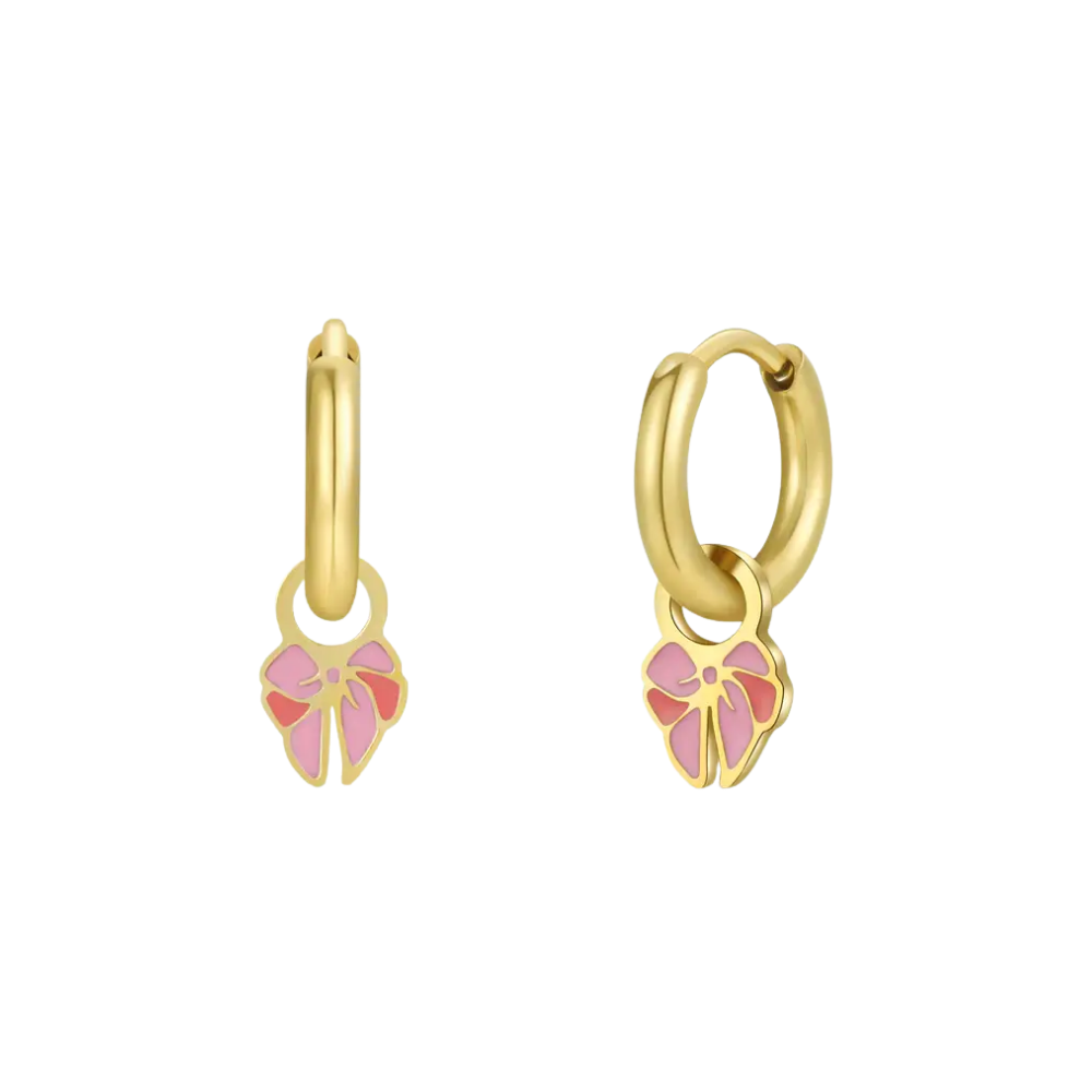 Bow Charm Hoop Earrings