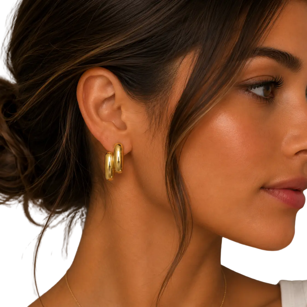 Gold Double Bold Bar Earrings