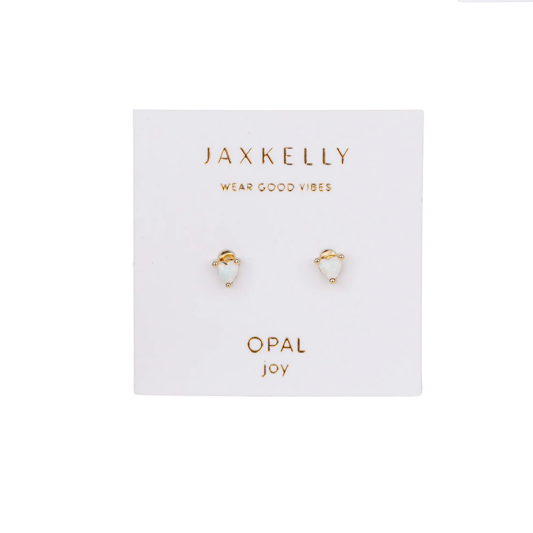 Tiny Opal Heart Earrings