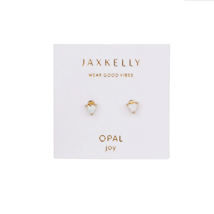Tiny Opal Heart Earrings