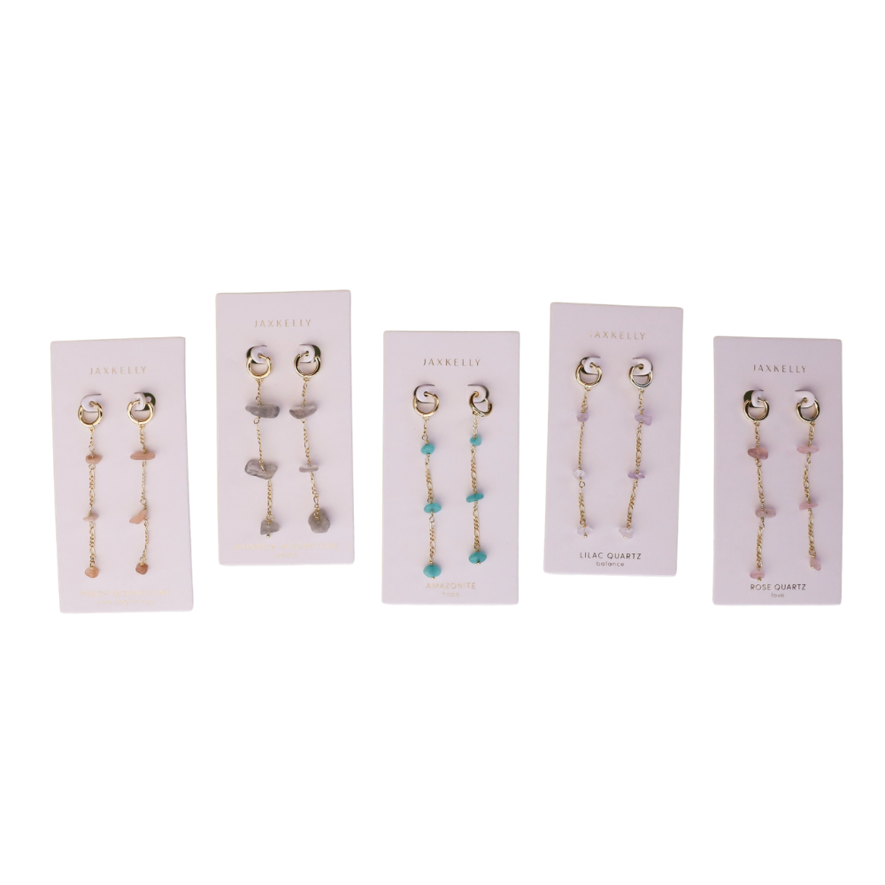 Raw Gemstone Chain Drop Earrings