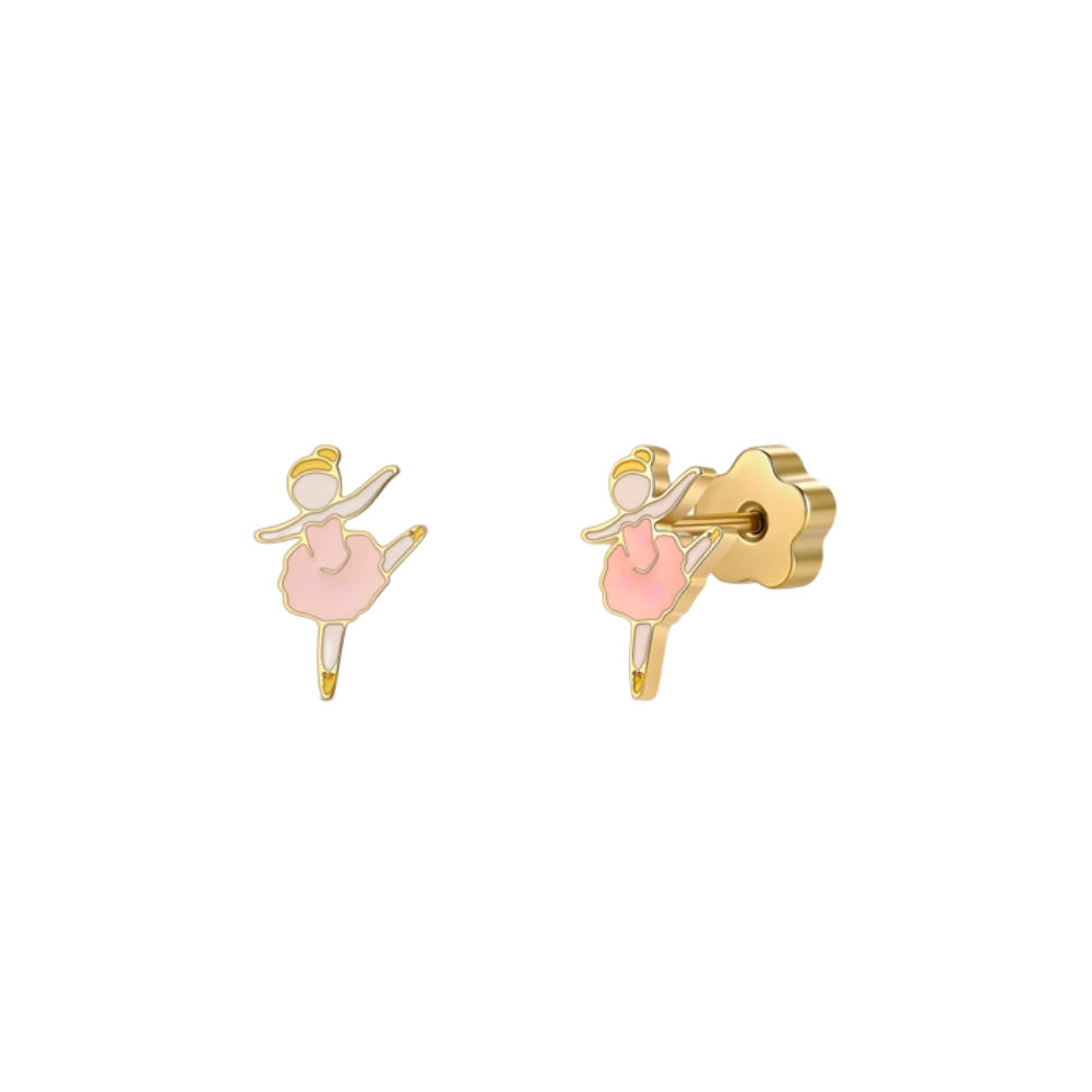 Ballerina Enamel Flat Back Kids Earrings