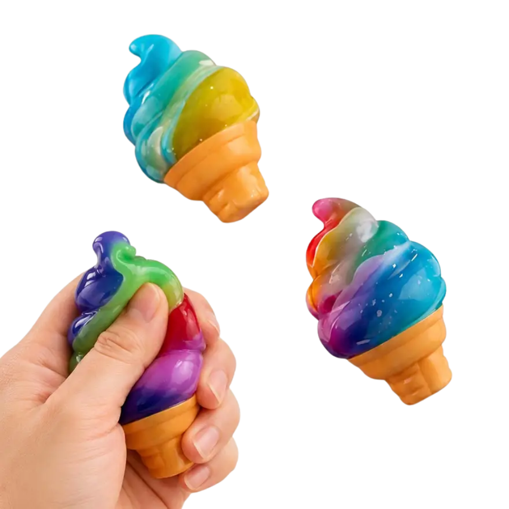 Glitter Ice Cream Cone Squeeze Squishy Stress Relief Toy