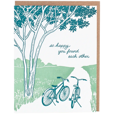 Bikes on a Path Wedding Card