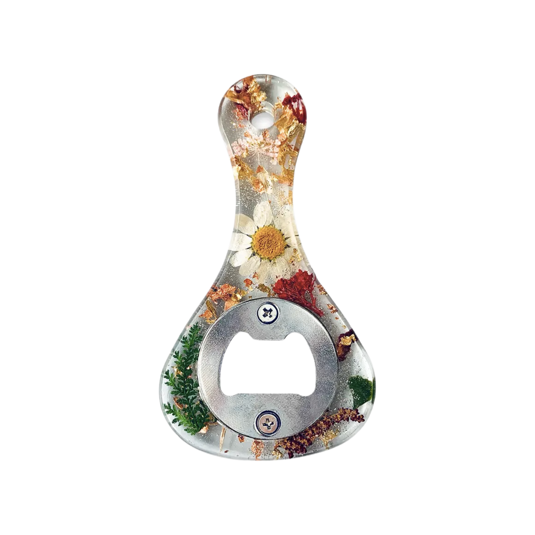 Bottle Opener – Paddle | Clear with Real Flowers