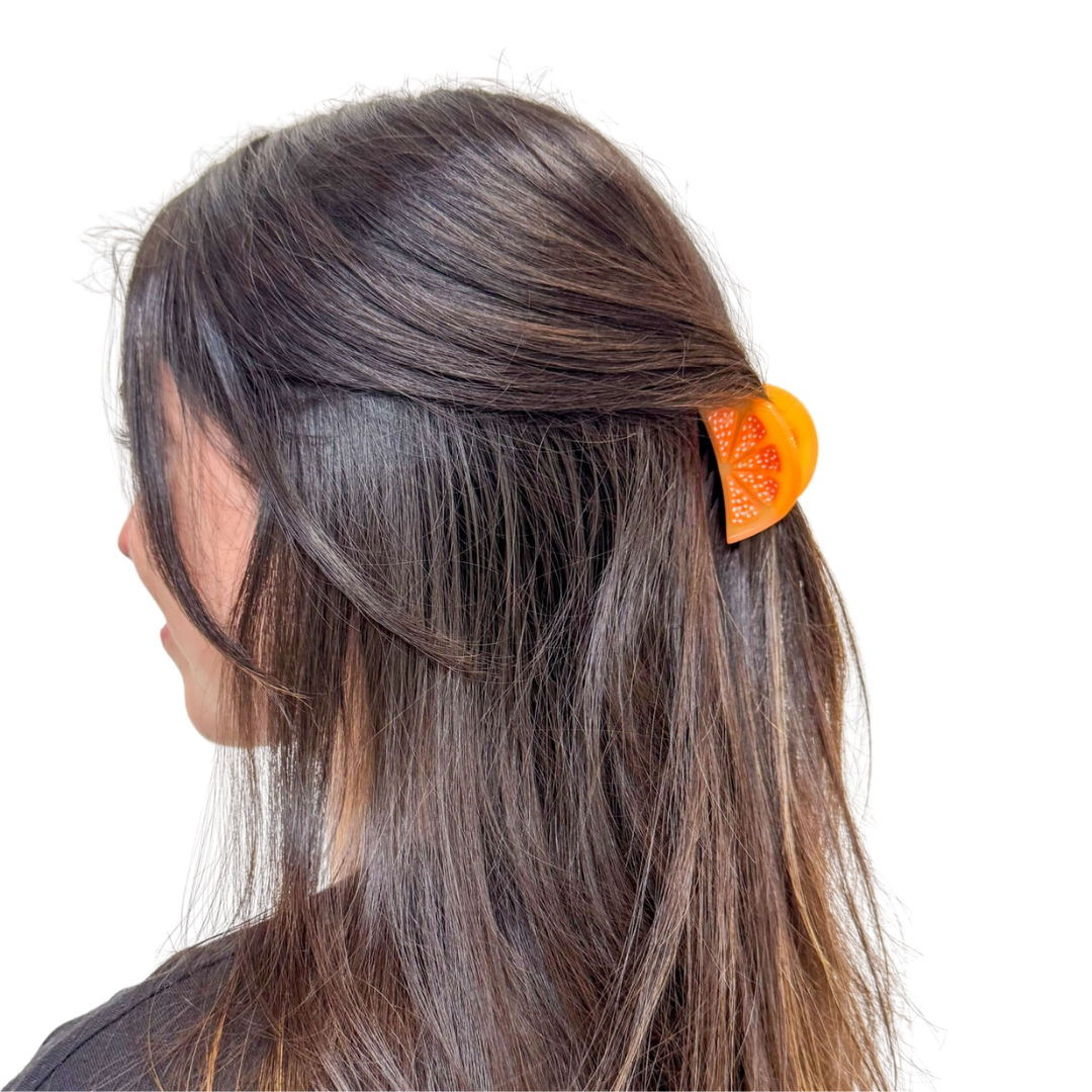 Mini Orange Slice Hair Claw Clip