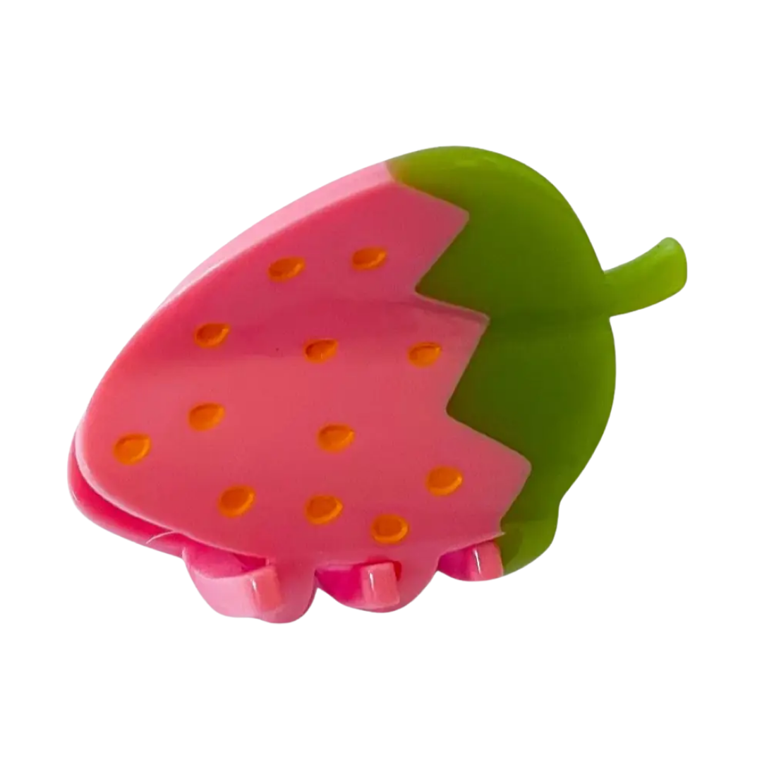 Mini Pink Strawberry Hair Claw Clip