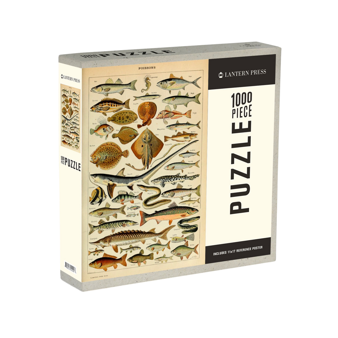 Fish, Vintage Bookplate - 1000pc Puzzle