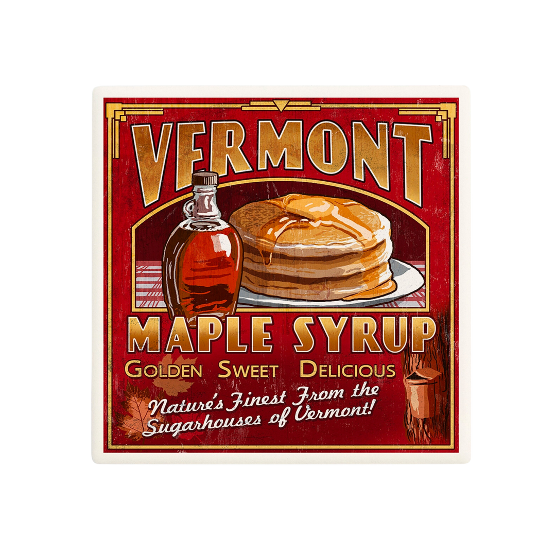 Vermont Maple Syrup Vintage Sign - Ceramic Coaster