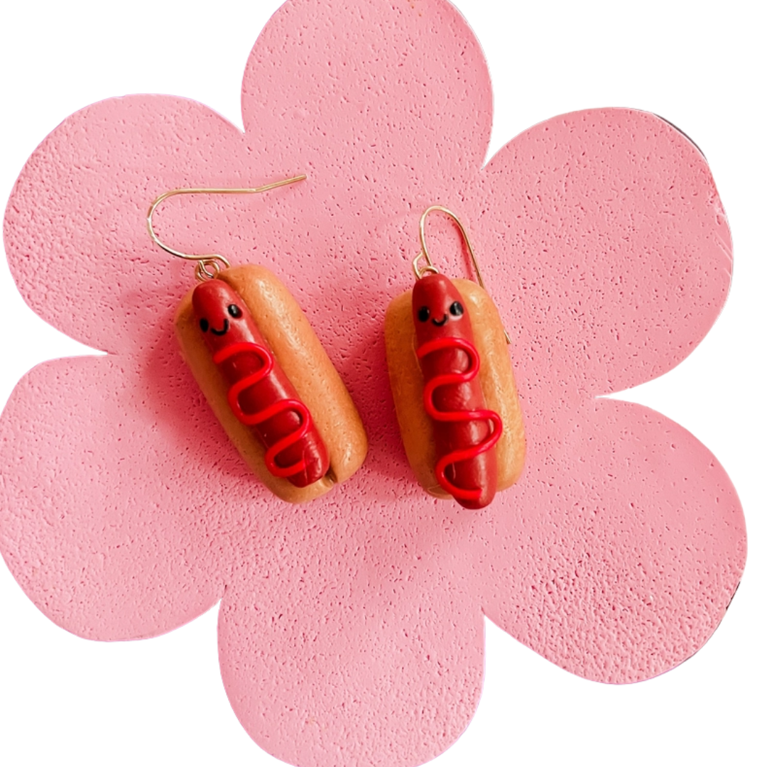 Henry Hot Dog Polymer Clay Earrings