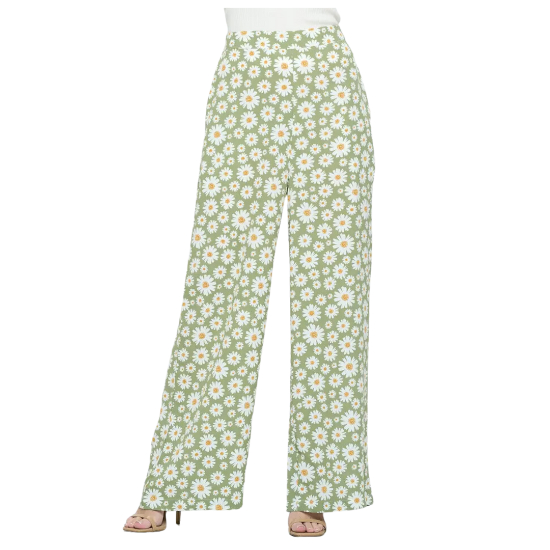 Daisy Floral Print Pants With Pockets