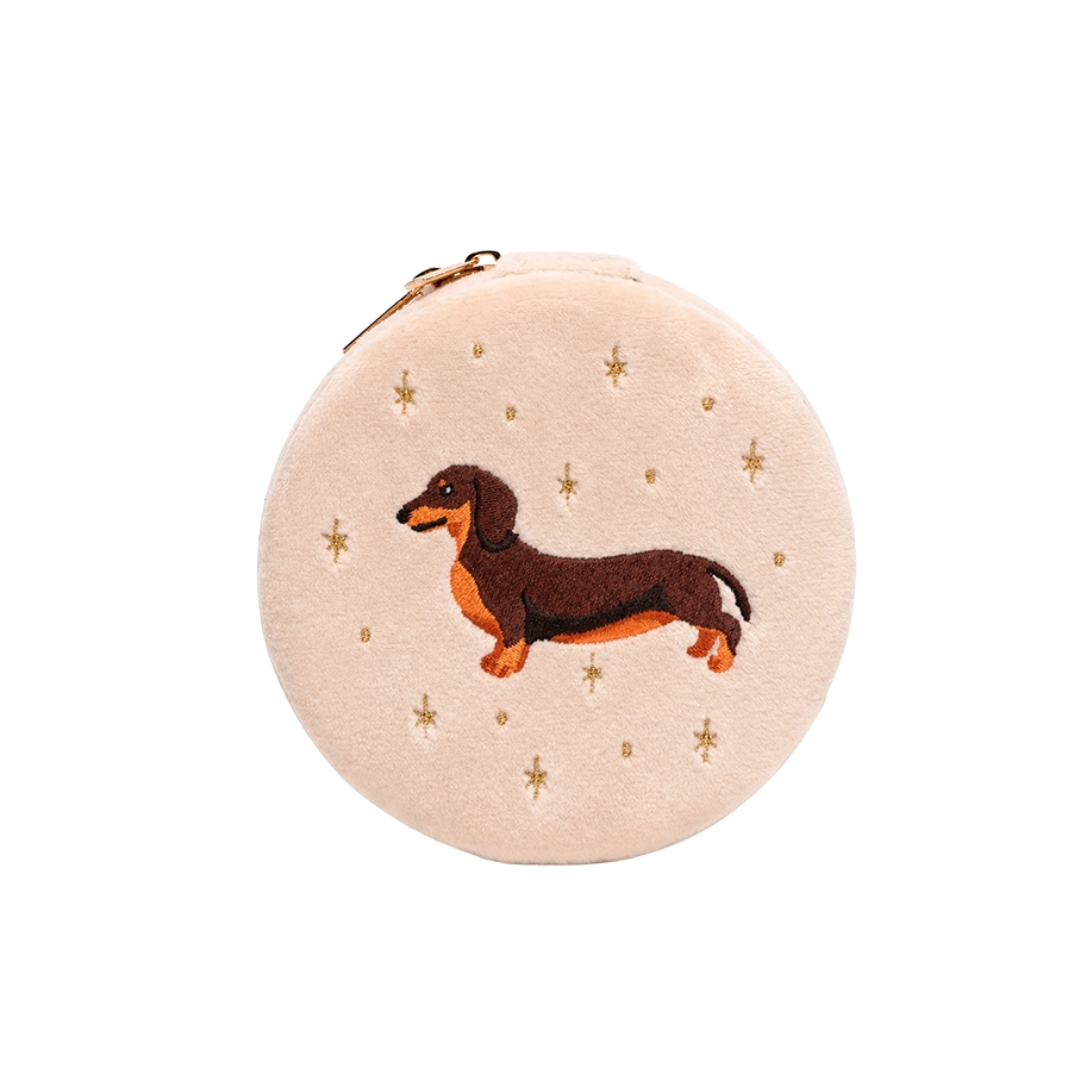 Velvet Jewelry Zip Case - Weiner Dog