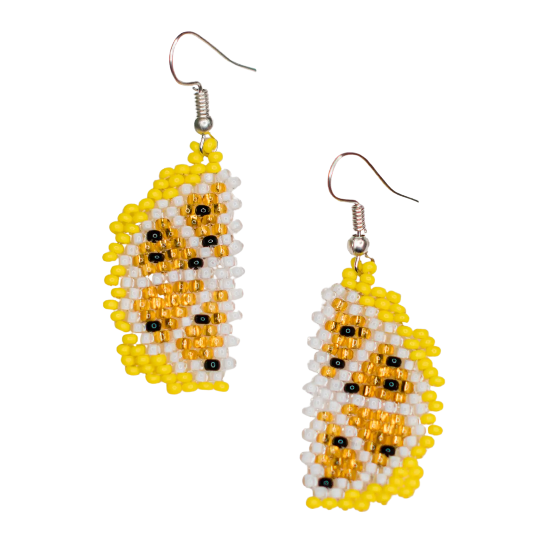 Beaded Lemon Slice Earrings