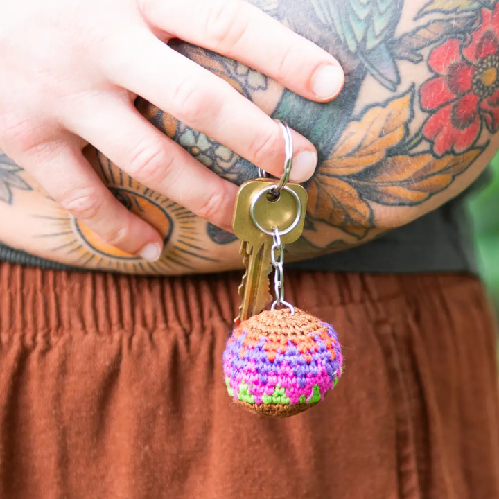 Mini Crochet Footbag Keychain