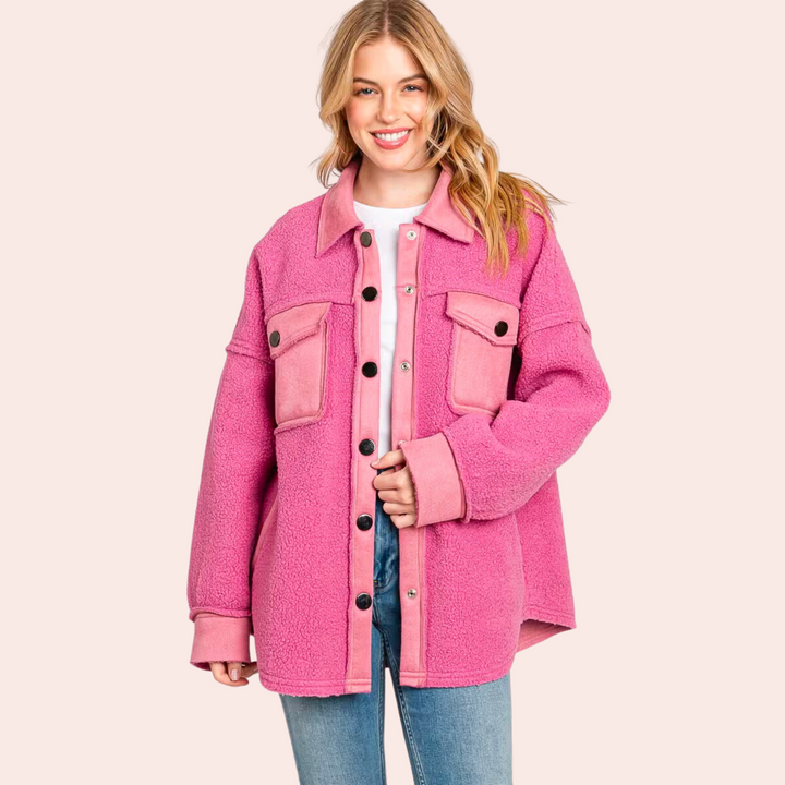 SUEDE BONDED SHERPA COAT