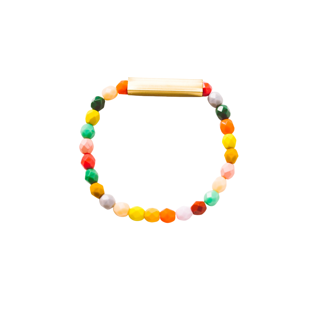Mixed Beads and Brass Bracelet