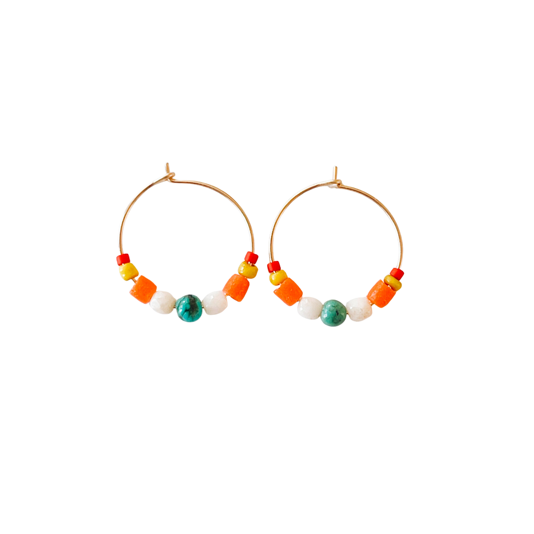 Small Turquoise Gold Filled Hoops