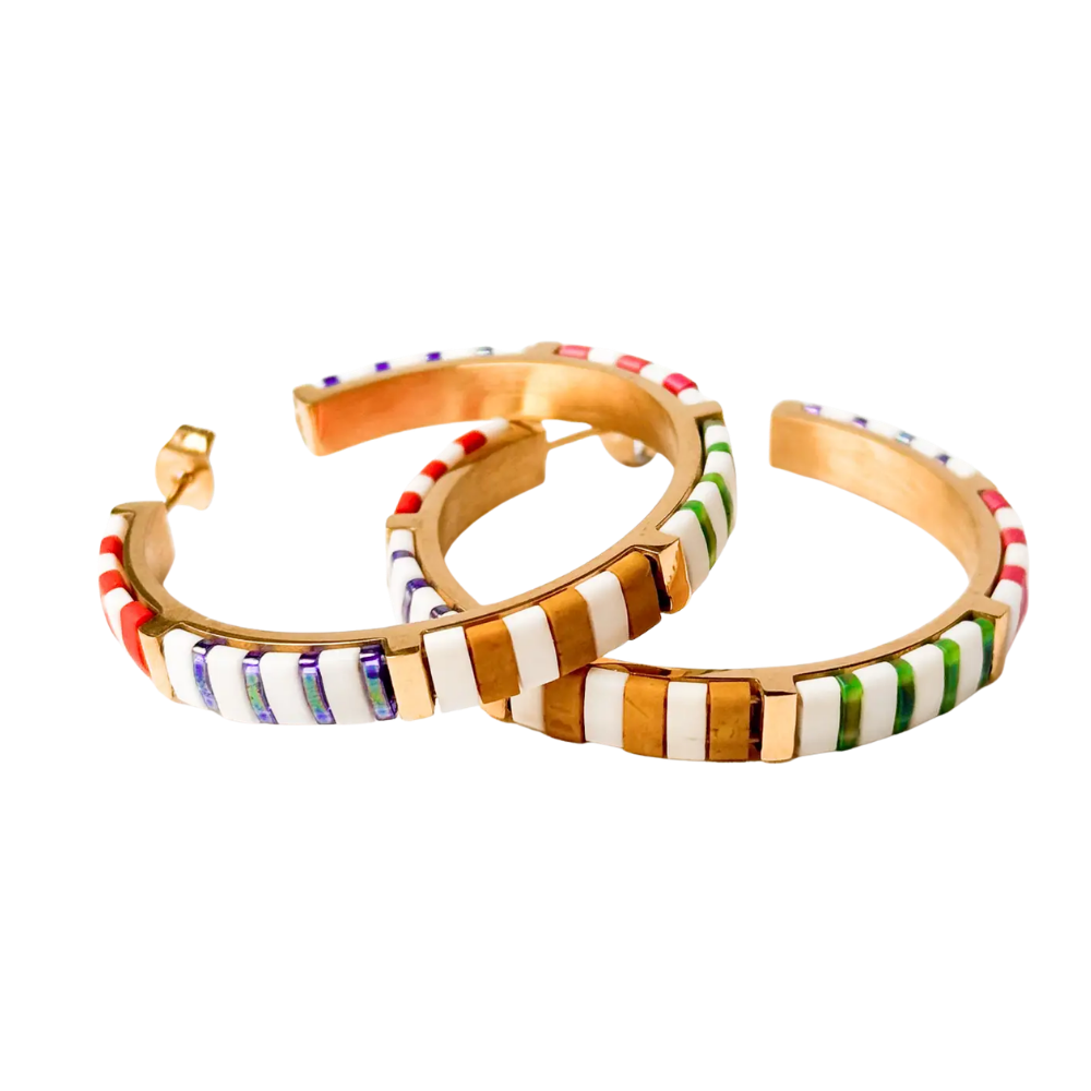 Big Bold Tila Bead Hoop Earrings